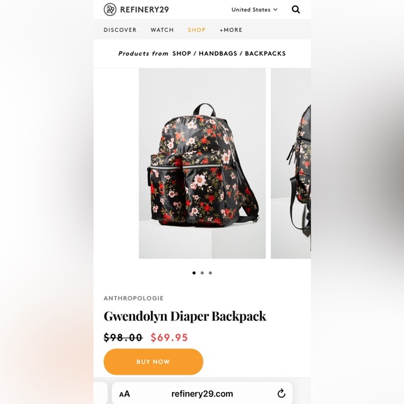 Anthropologie Satin-Like Patterned Backpack/Diaperbag | Like New Condition - Picture 5 of 6